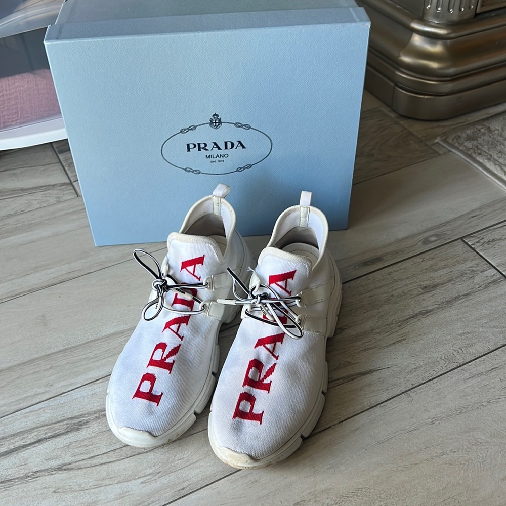 Prada logo knit sneakers